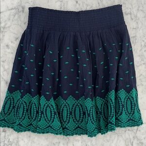J. Crew Navy Cotton Embroidered Skirt